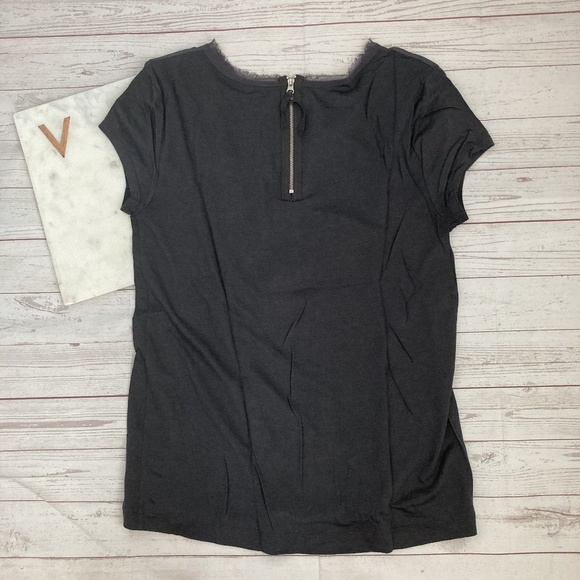 loft womens m grey tee chiffon top rayon business - Picture 4 of 4